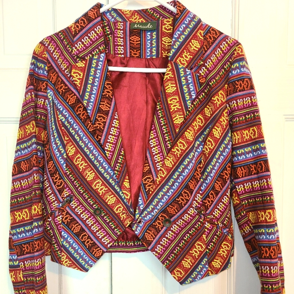 Maude African Print Cropped Mini Blazer